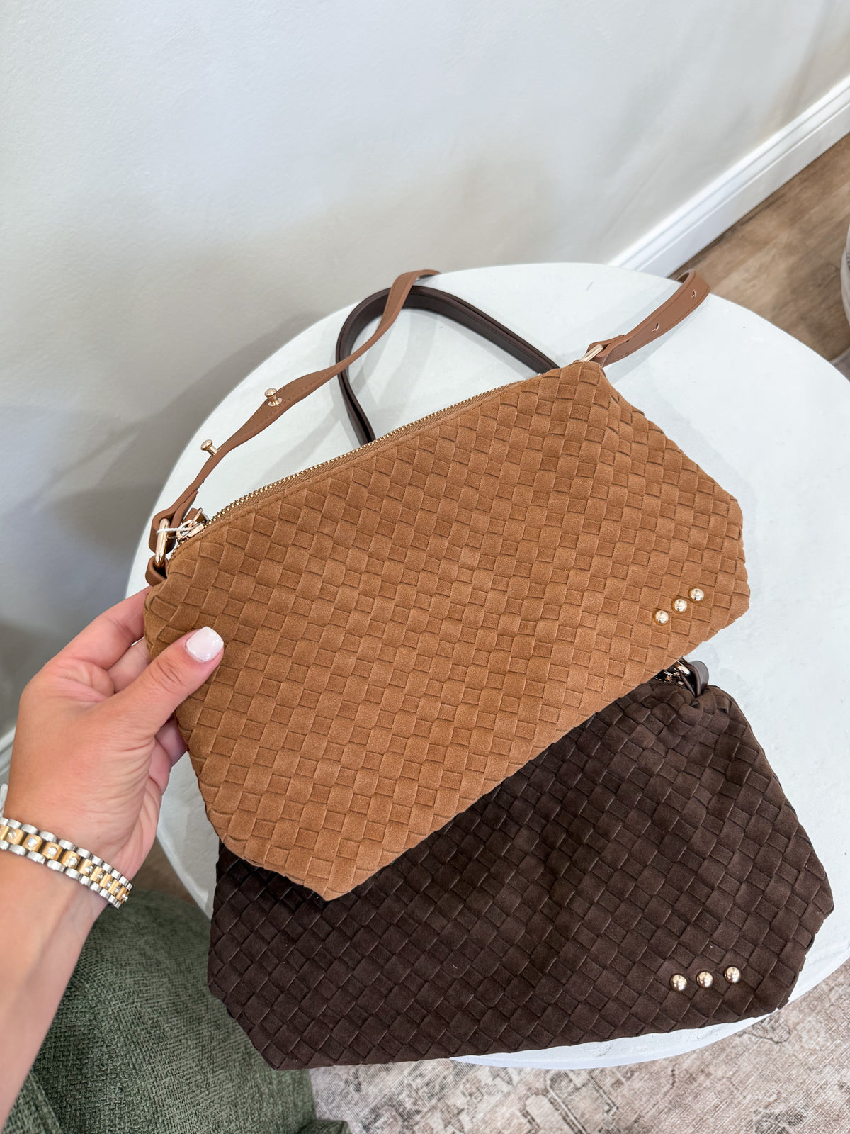 Adele Suede Hobo Bag - chocolate
