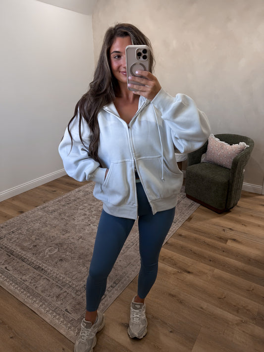 No Pressure Fleece Zip-Up - bone