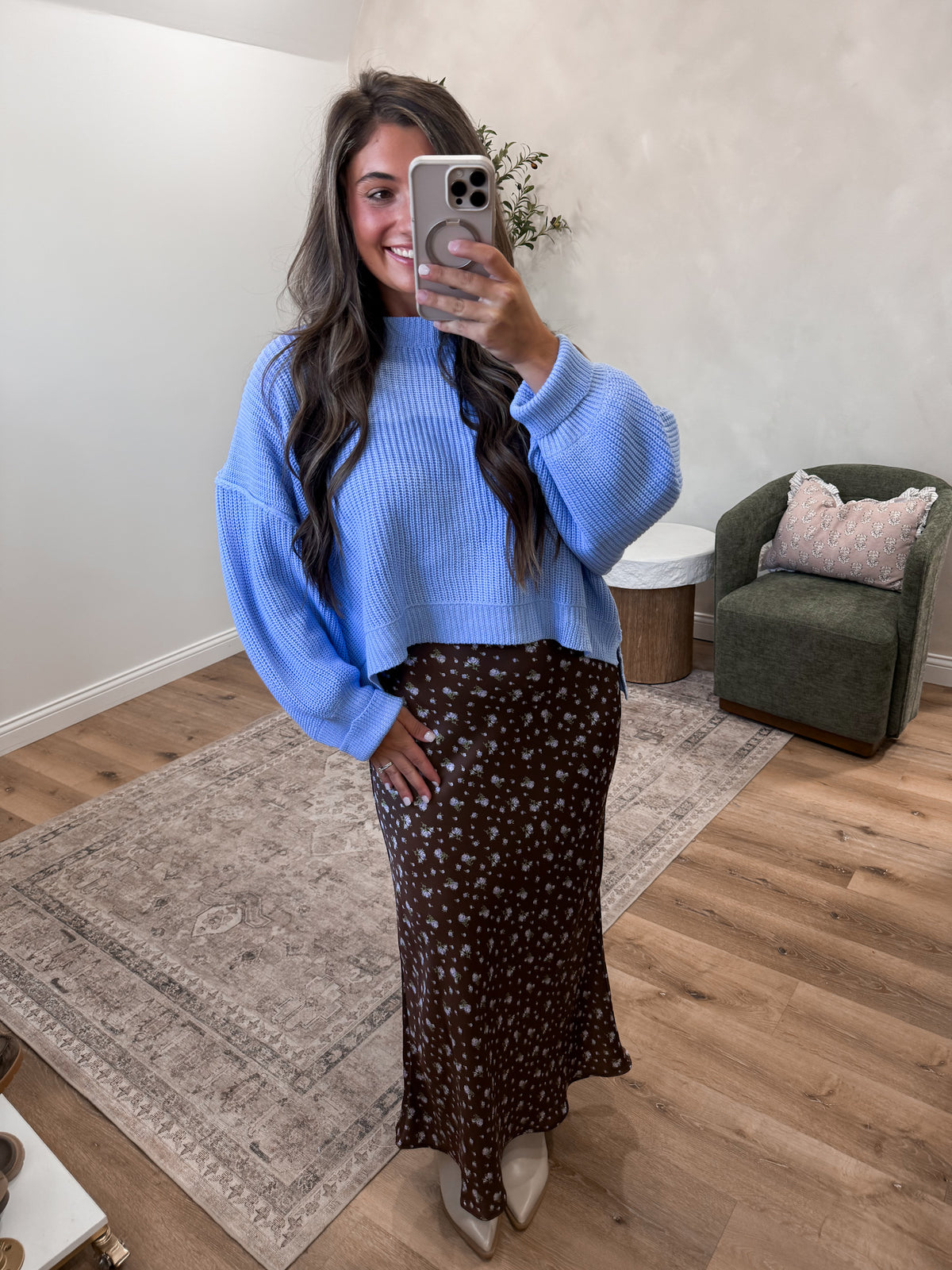 Softly Yours Floral Skirt - brown