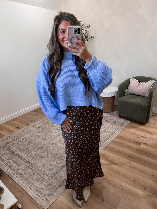 Softly Yours Floral Skirt - brown