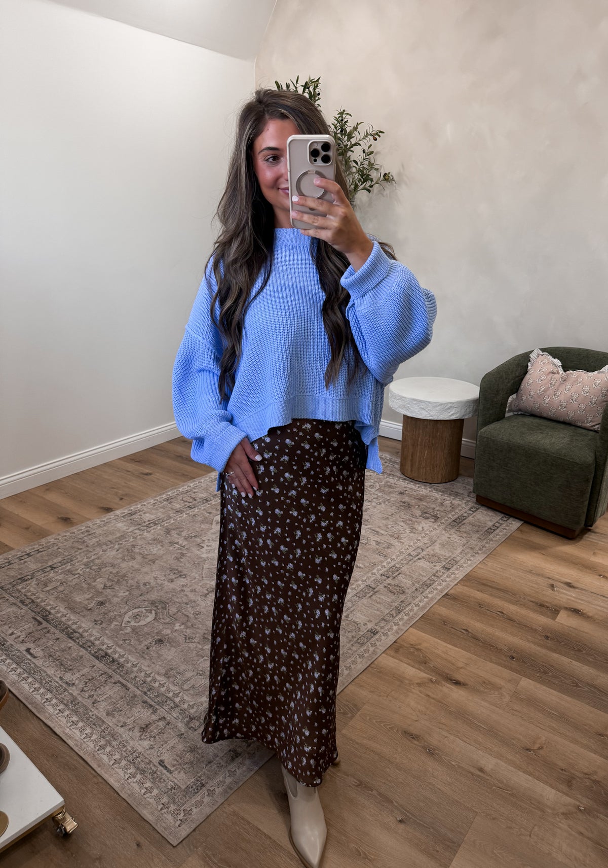 Softly Yours Floral Skirt - brown
