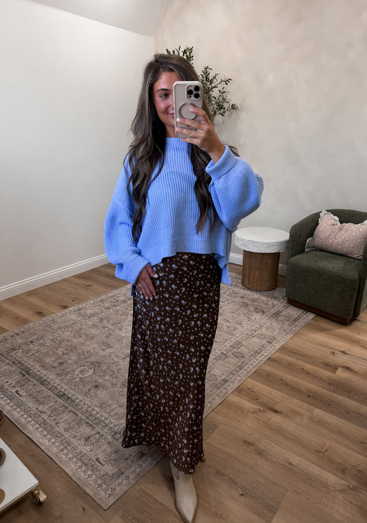 Softly Yours Floral Skirt - brown