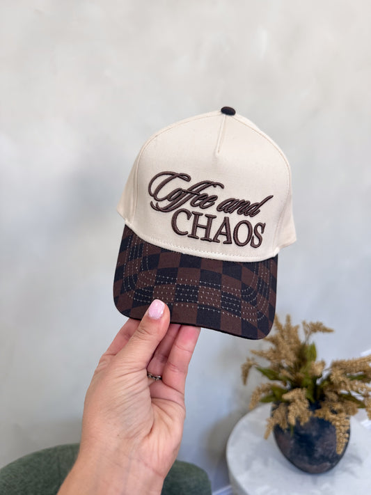 Coffee & Chaos Trucker Hat - beige/brown
