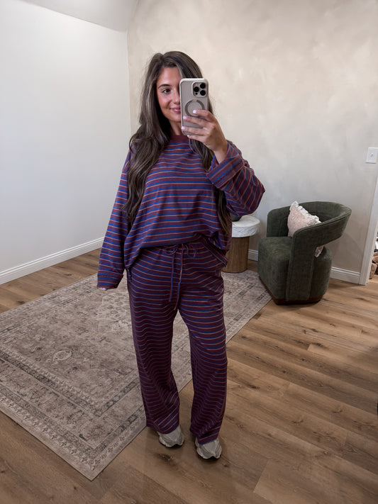 Carter Striped Lounge Set - sienna cobalt