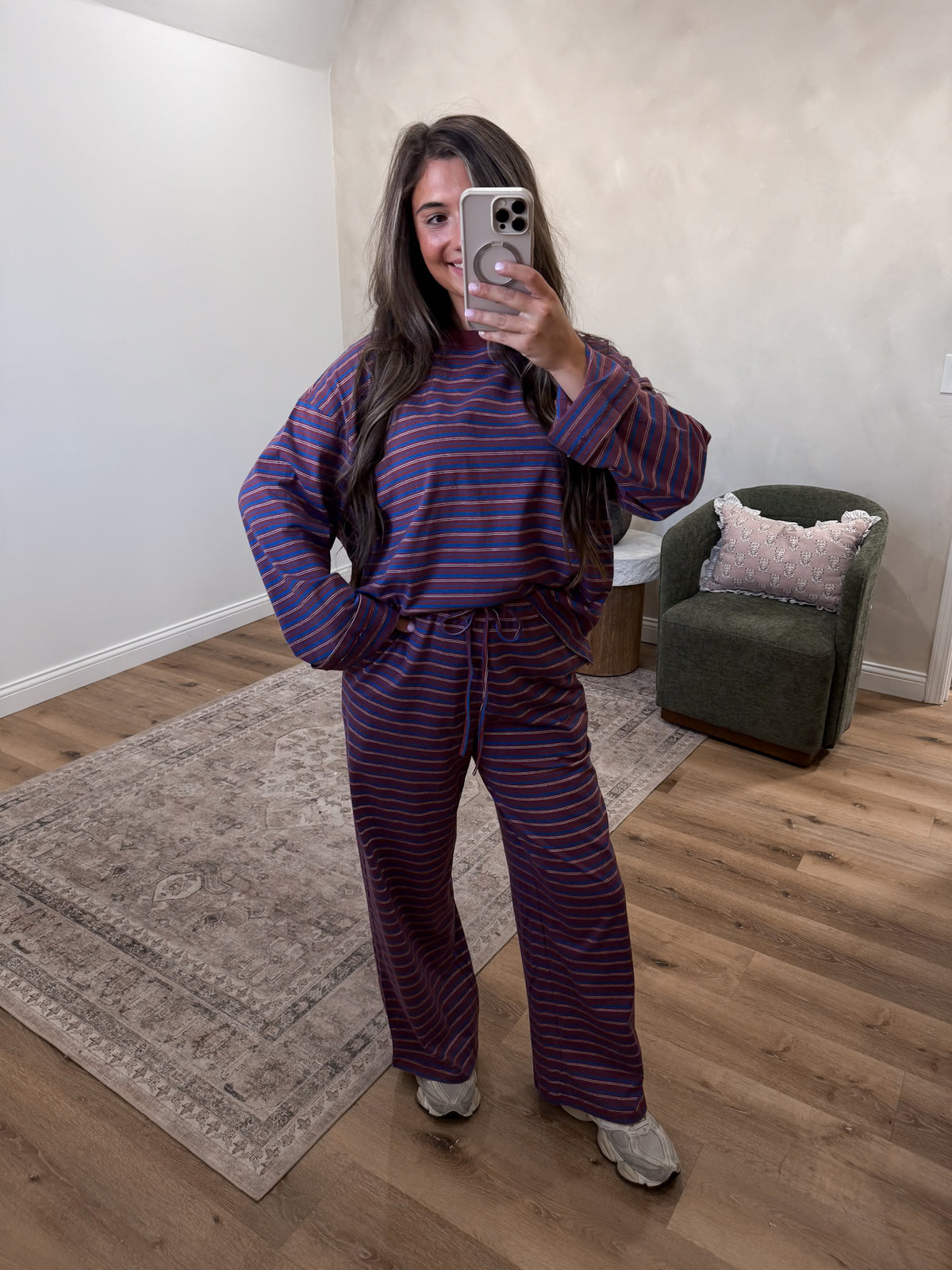 Carter Striped Lounge Set - sienna cobalt