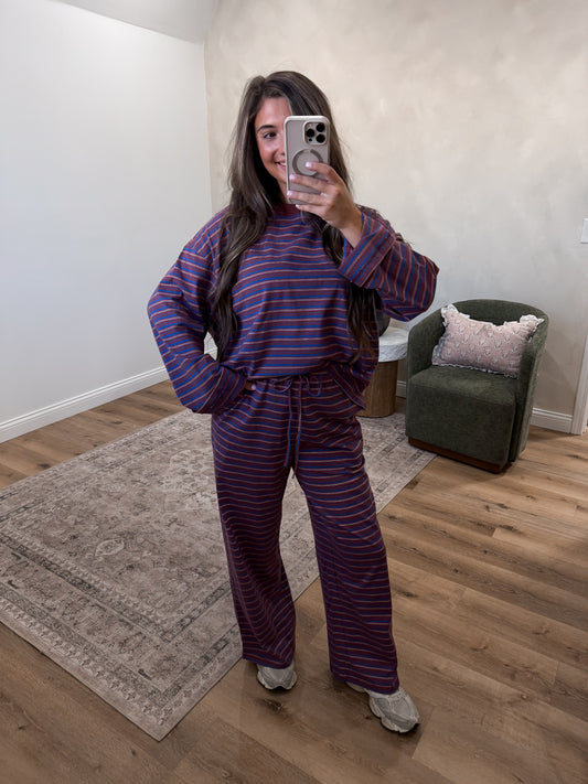 Carter Striped Lounge Set - sienna cobalt