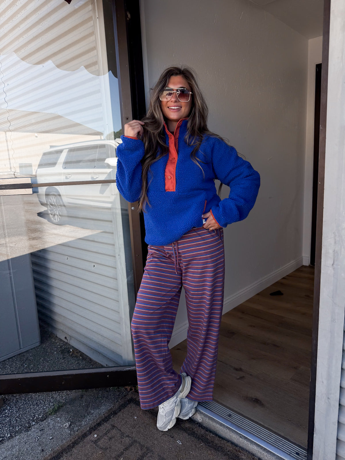 Carter Striped Lounge Set - sienna cobalt