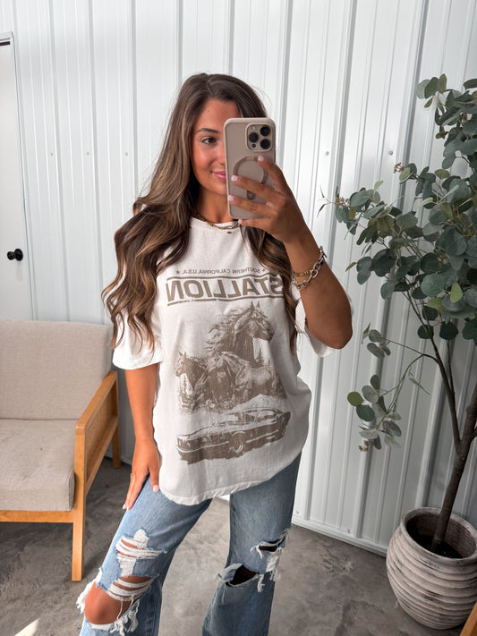 Stallion Graphic Tee- ivory