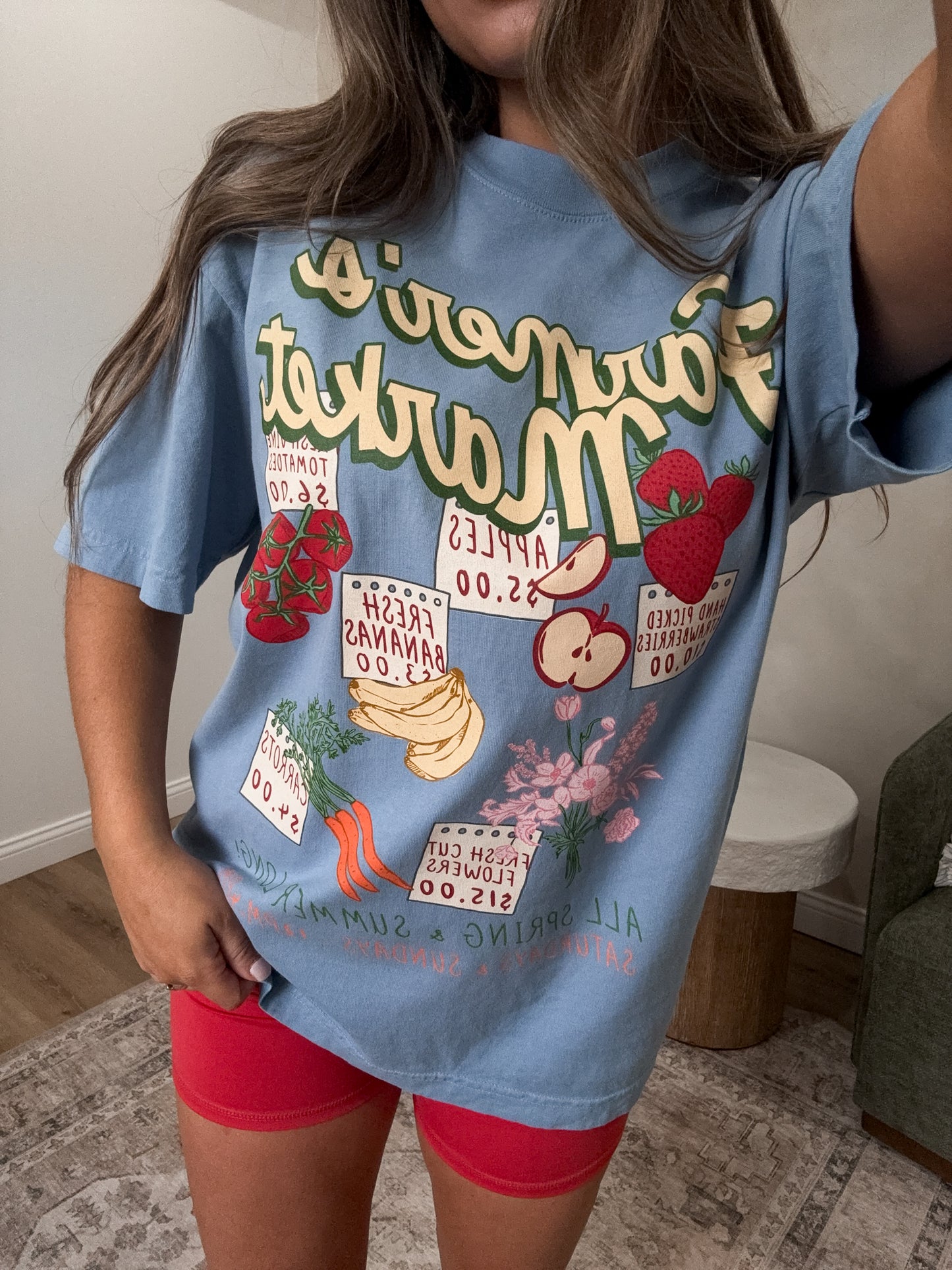 Farmer's Market Boxy Graphic Tee - clear blue