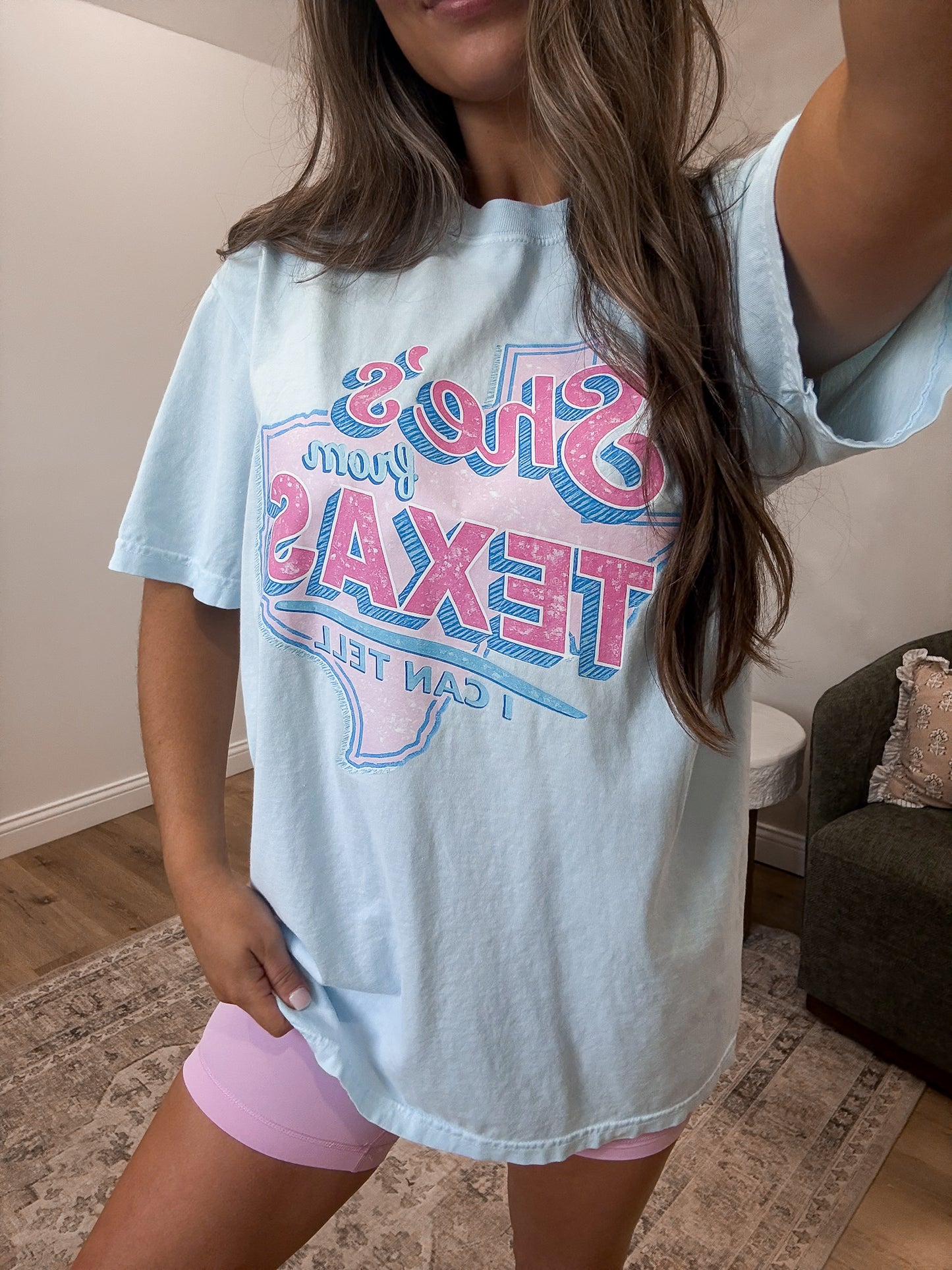 She's From Texas I Can Tell Graphic Tee - blue