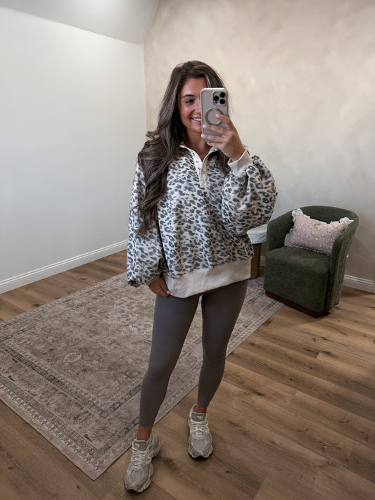 Piper Leopard Snap Button Pullover