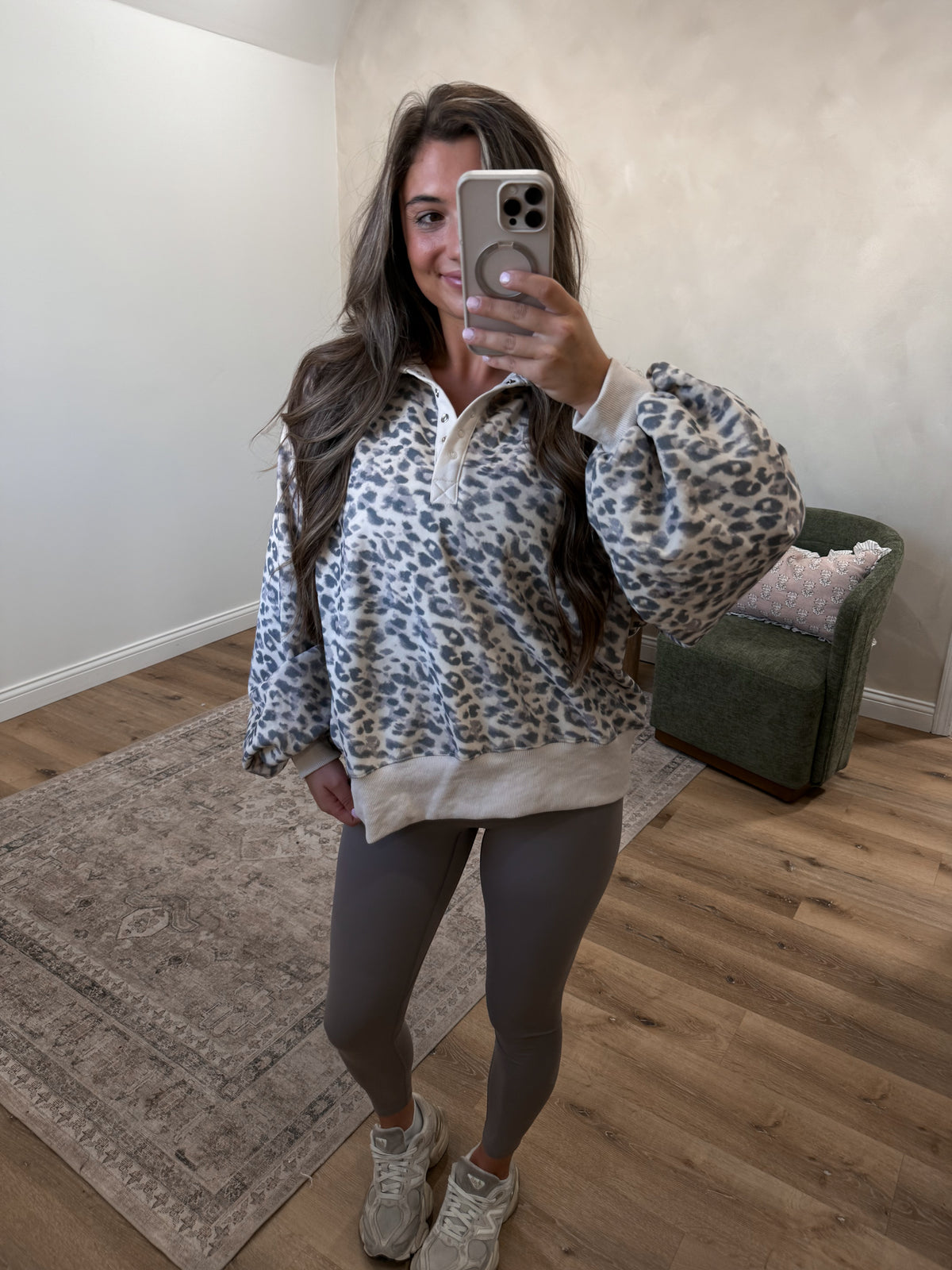 Piper Leopard Snap Button Pullover