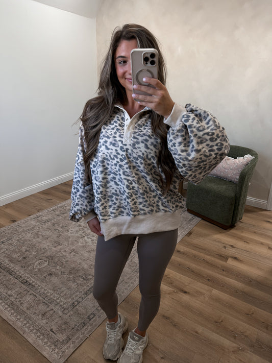 Piper Leopard Snap Button Pullover