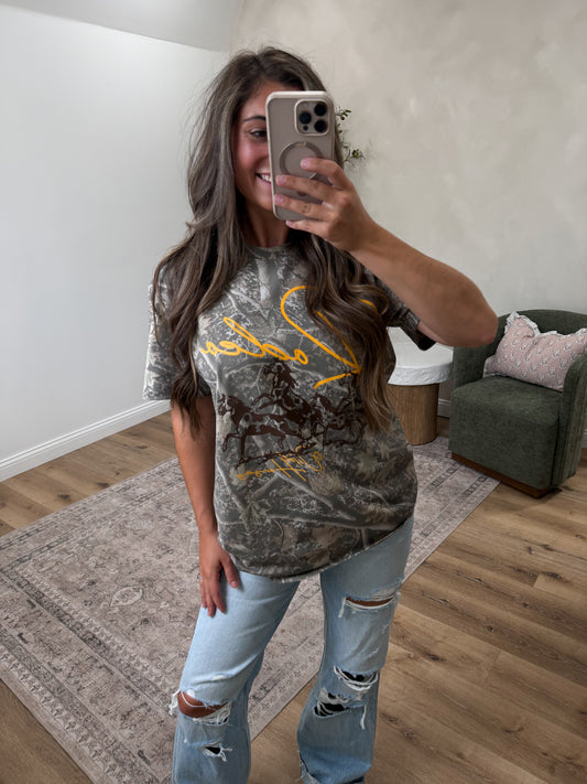 Rodeo Wild Horses Graphic Tee - camo