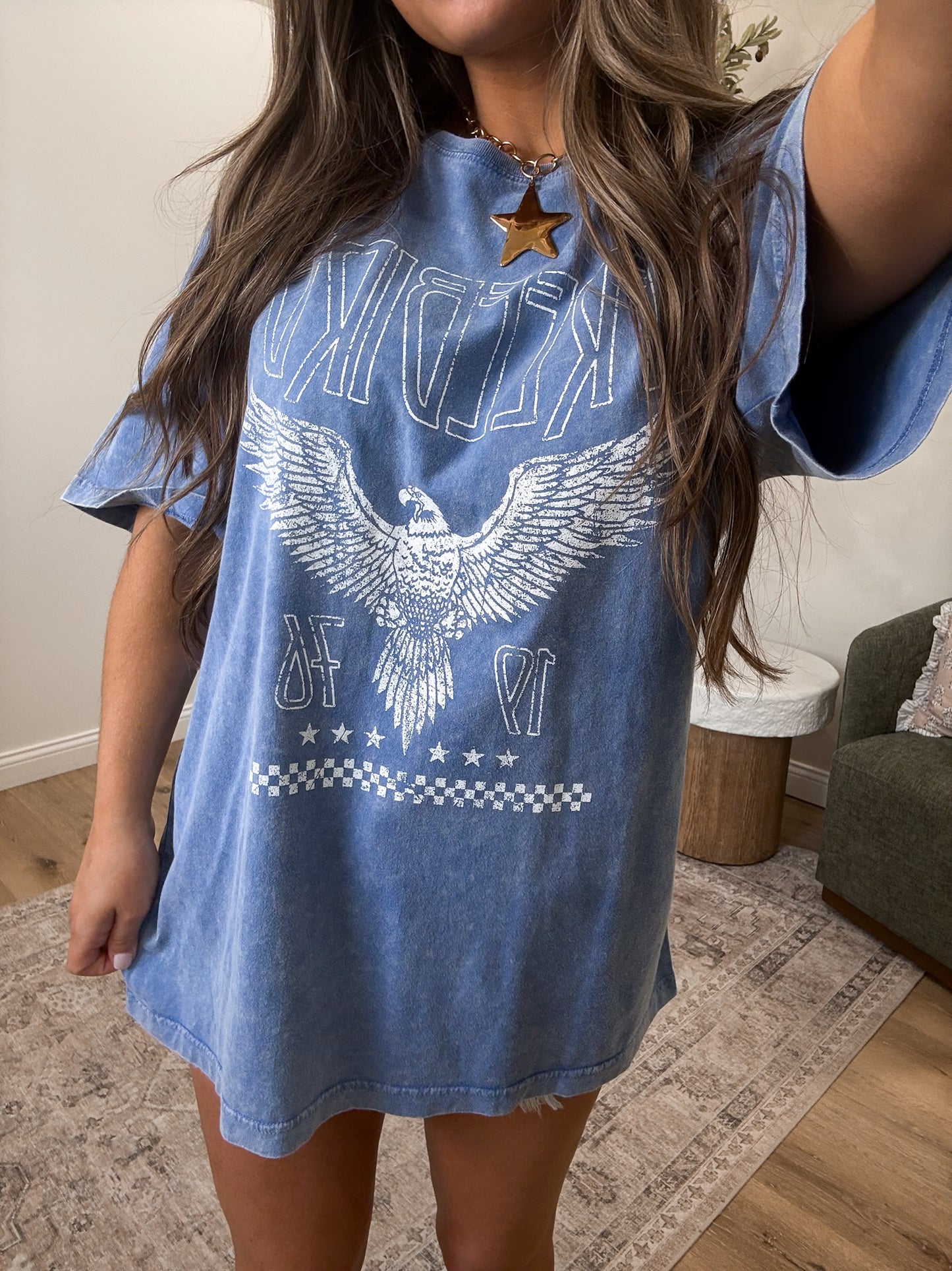 Free Bird America Eagle Graphic Tee - blue