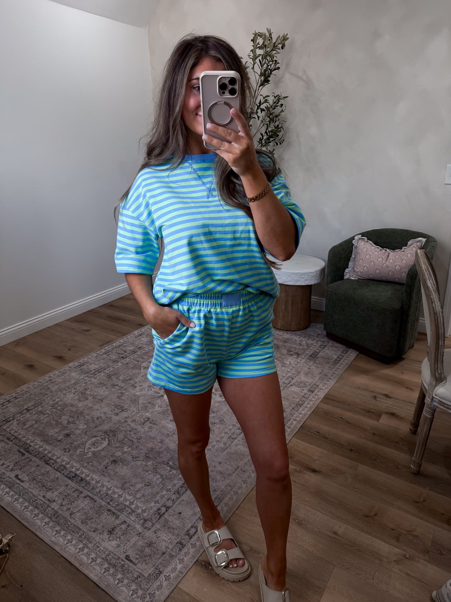 The Kickback Striped Shorts Set - green stripe *OPEN FOR PREORDER 6/25 ORDER INDIVIDUALLY FROM IN STOCK PRODUCTS*
