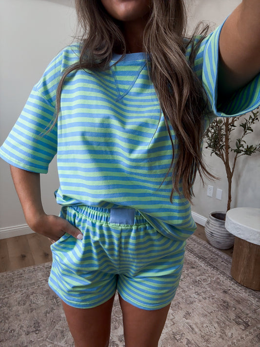 The Kickback Striped Shorts Set - green stripe *OPEN FOR PREORDER 6/25 ORDER INDIVIDUALLY FROM IN STOCK PRODUCTS*