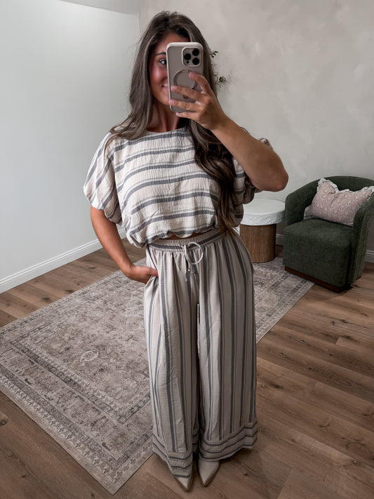 Taupe Striped Set