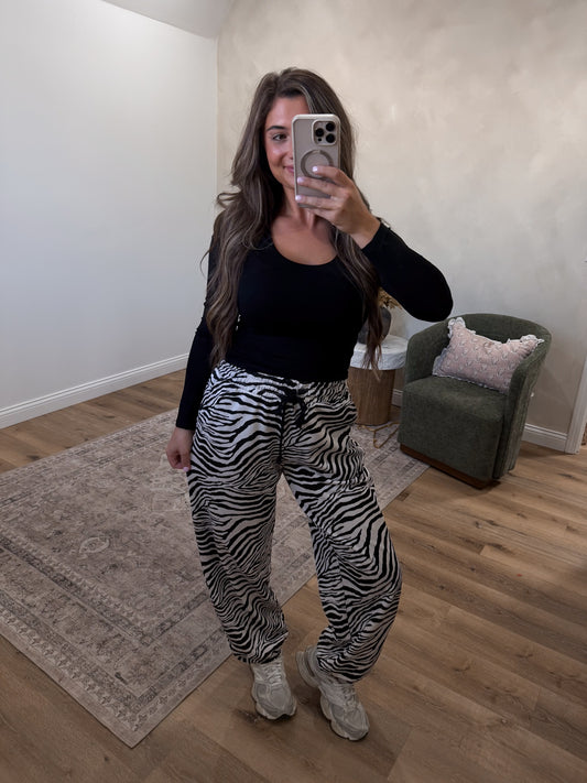 Born Wild Zebra Print Joggers