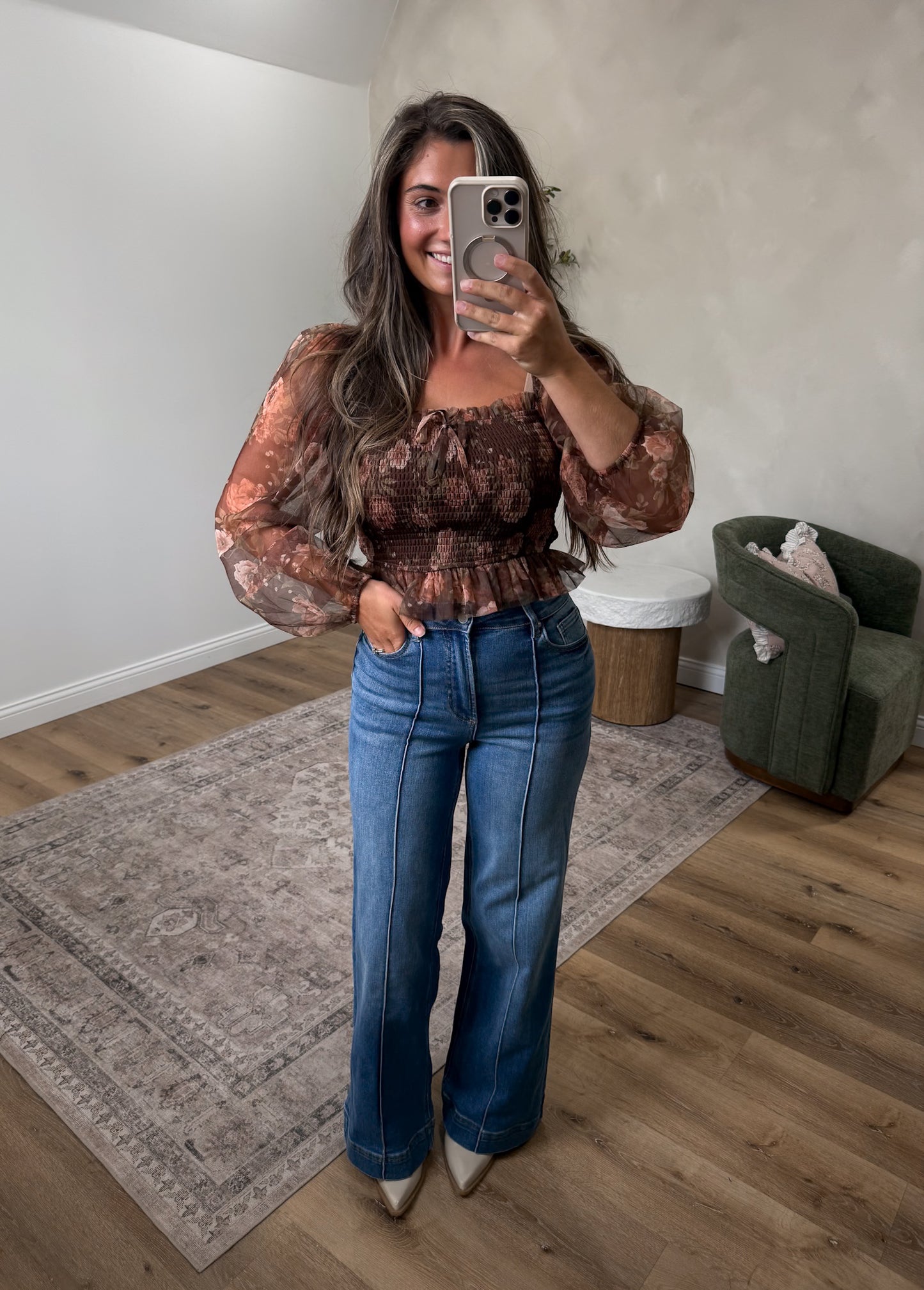 Floral Affairs Blouse - brown multi