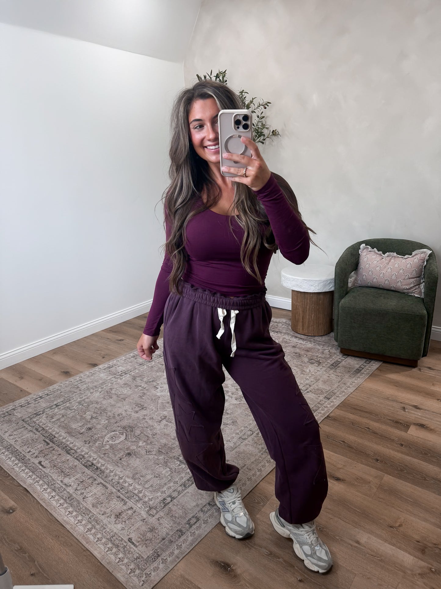 Double Layered Rayon Long Sleeve - dark cherry *PREORDER FOR 8/28 ORDER INDIVIDUALLY*