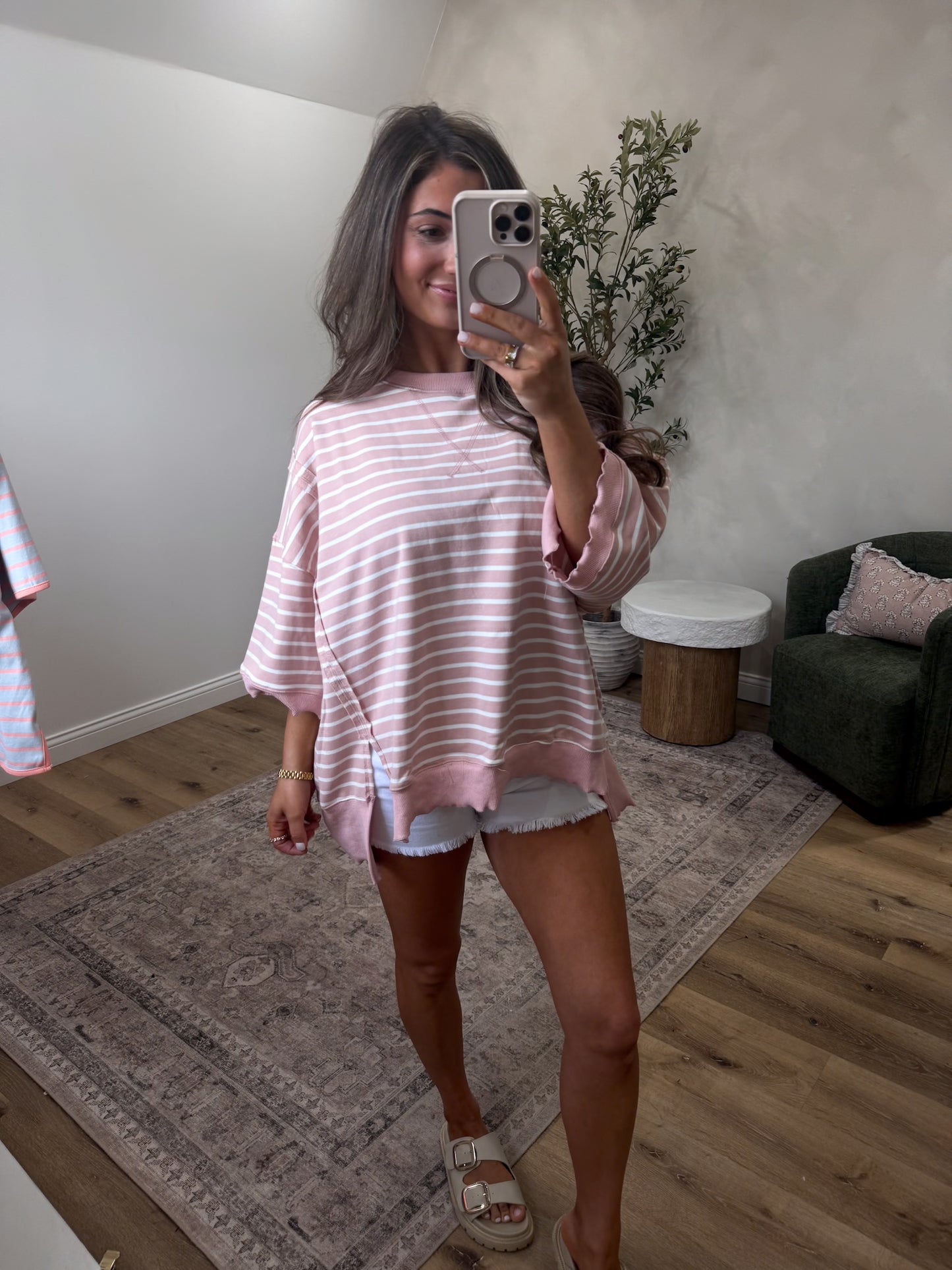 Sophie Striped Pullover - dark peach
