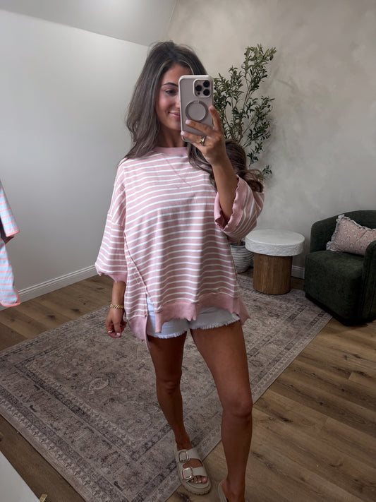 Sophie Striped Pullover - dark peach