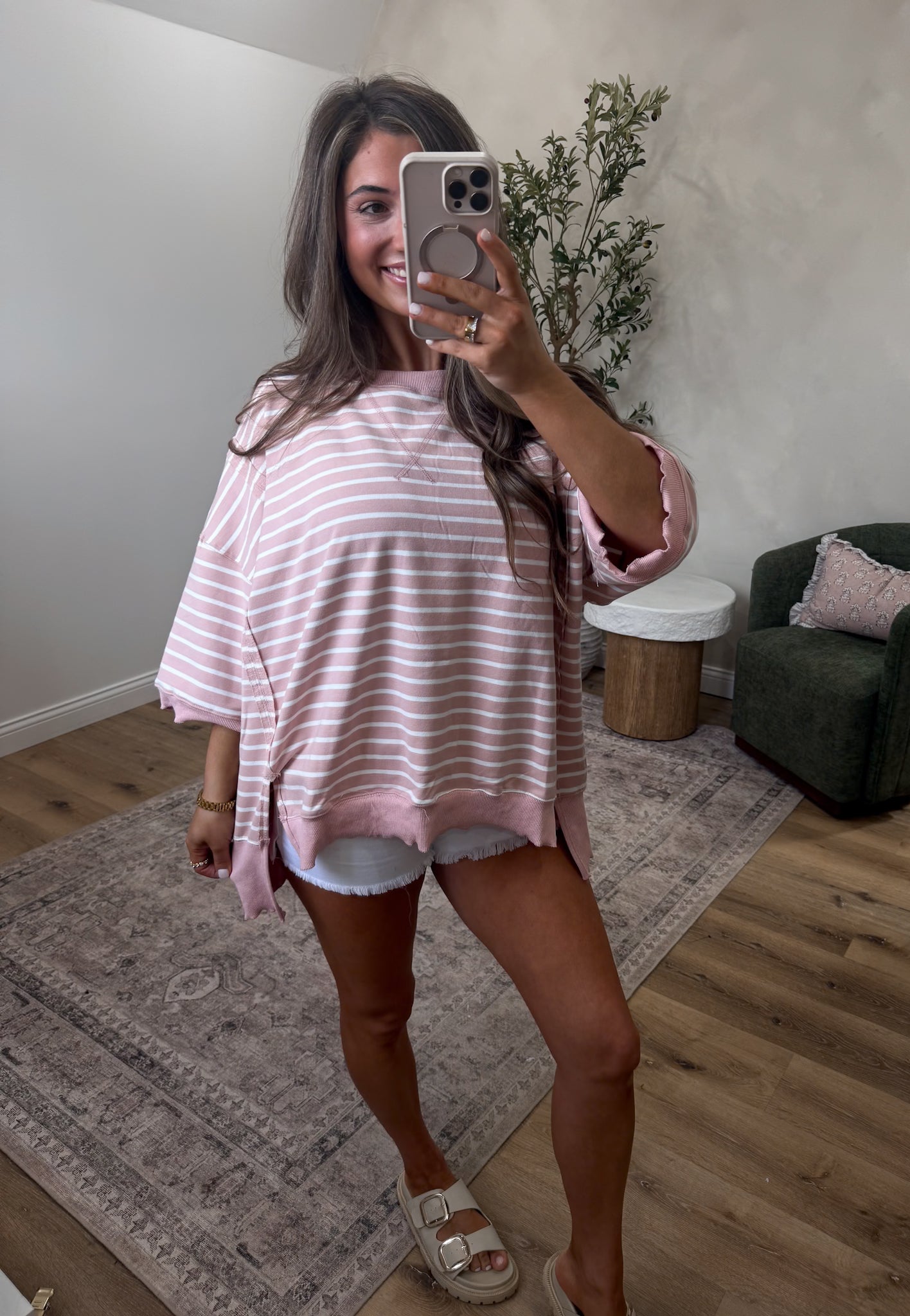 Sophie Striped Pullover - dark peach