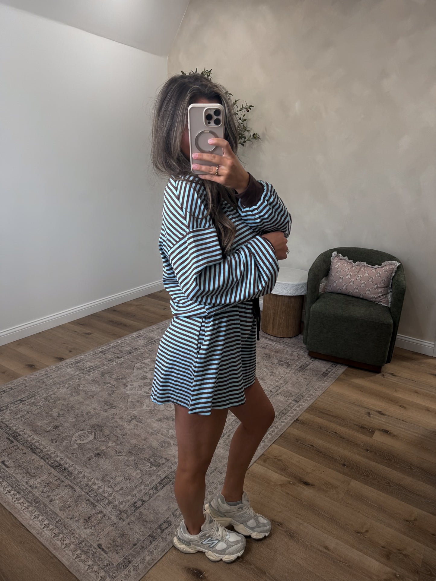 Camden Striped Shorts Set - brown/blue