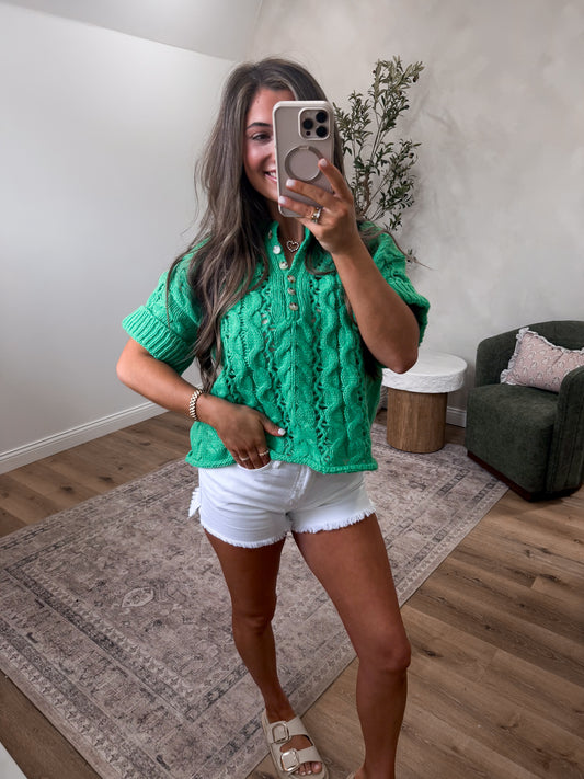 Rustic Poem Cable Knit Top - jade