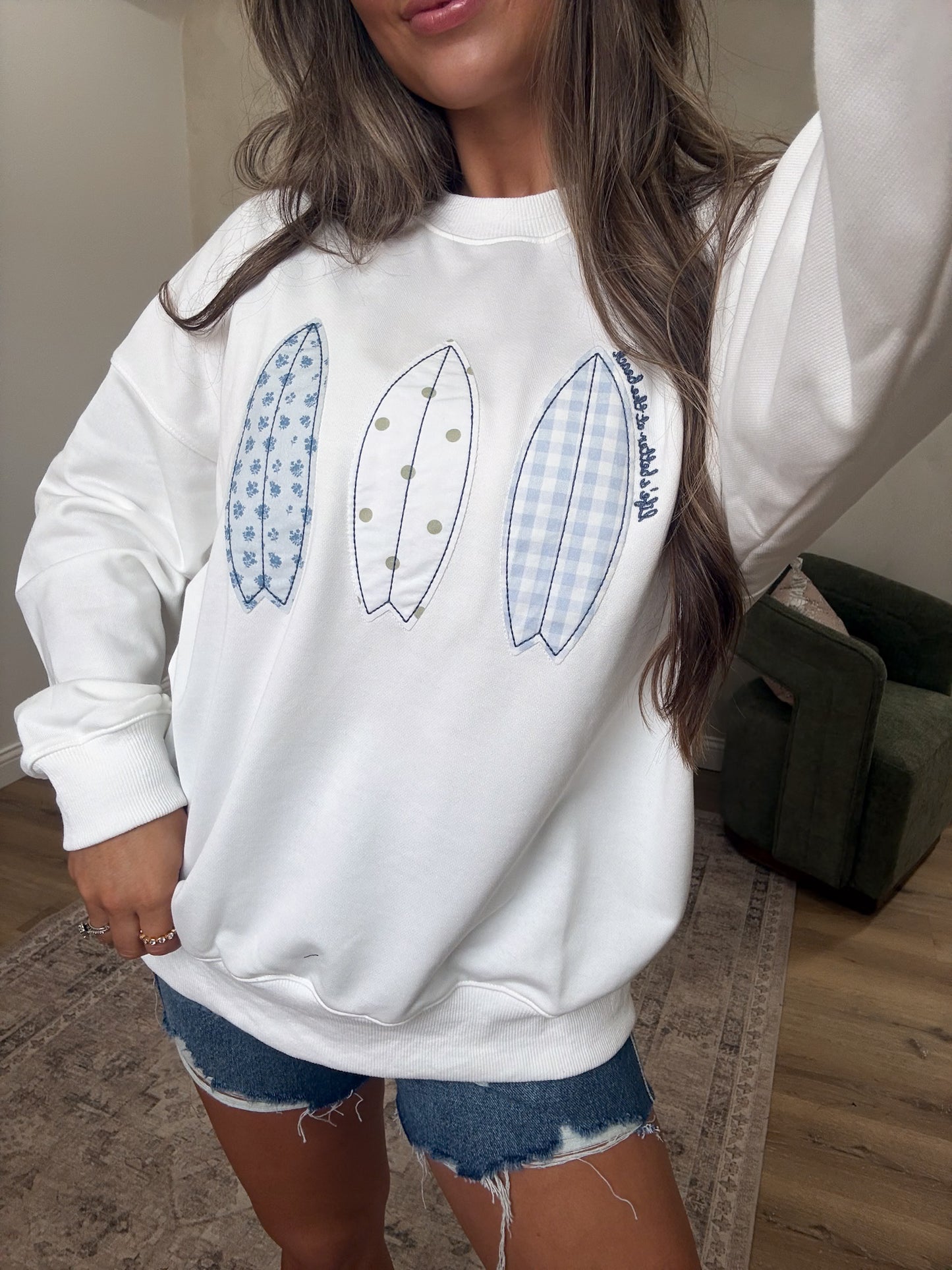Summer Vibes Patchwork Pullover - white