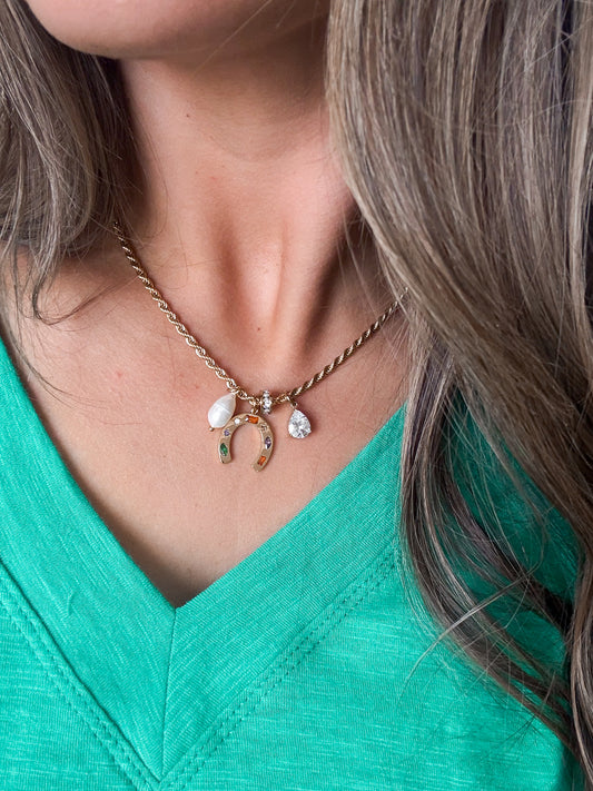 Cowgirl's Horseshoe Charm Necklace - waterproof