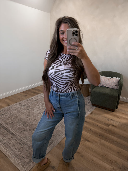Forever Fierce Zebra Print Double Layered Bodysuit - lavender