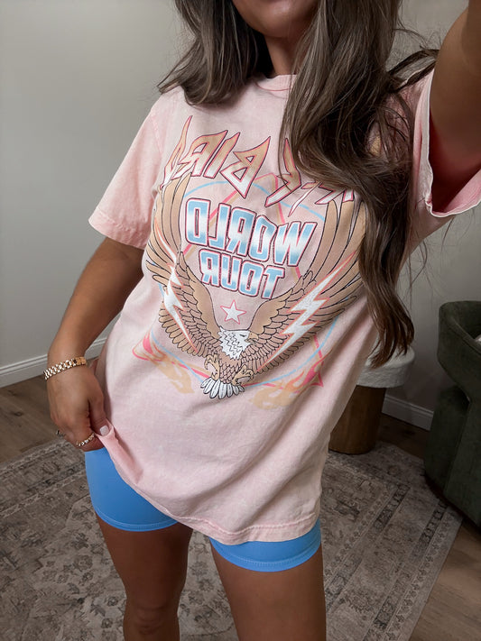 Free Bird World Tour Graphic Tee - pink