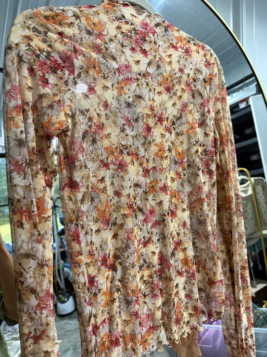 Taupe Florals Mesh Layering Top