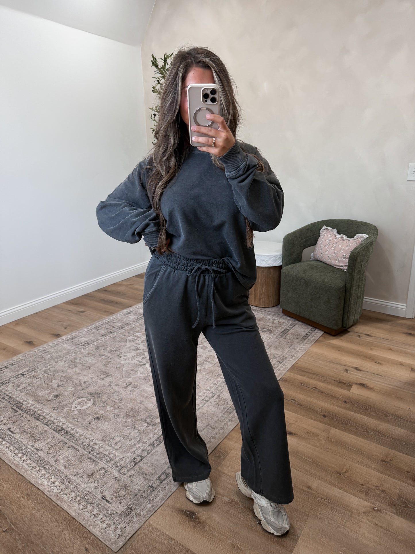 Noah Washed Casual Set - black