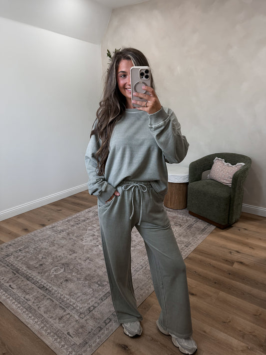 Noah Washed Casual Set - ash mocha