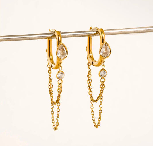 Macie 18k Gold Chain Link Drop Earrings