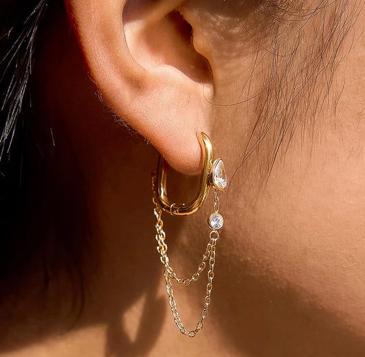 Macie 18k Gold Chain Link Drop Earrings
