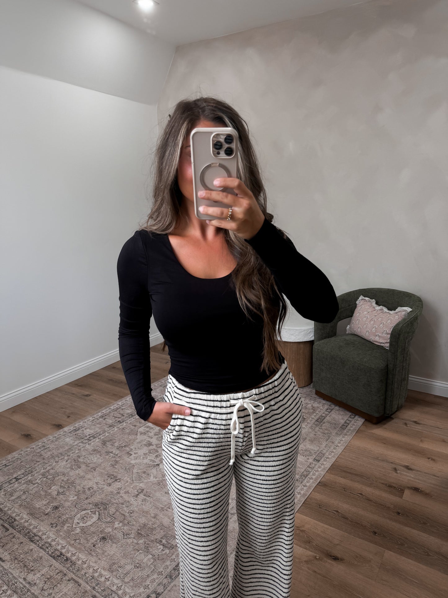 Double Layered Rayon Long Sleeve - black