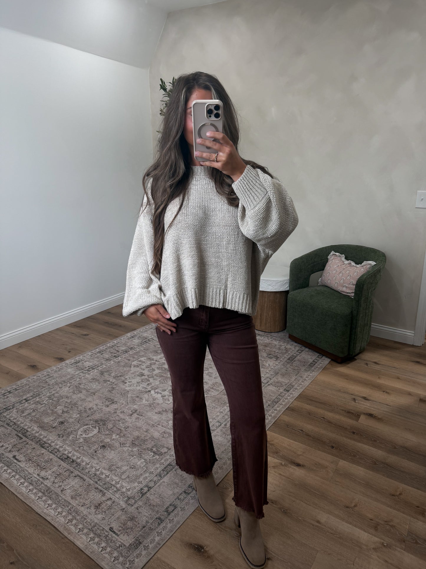 Bianca Balloon Sleeve Sweater - sand beige *PREORDER FOR 8/28*