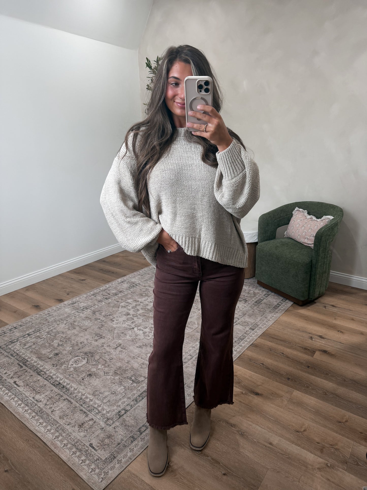 Bianca Balloon Sleeve Sweater - sand beige *PREORDER FOR 8/28*