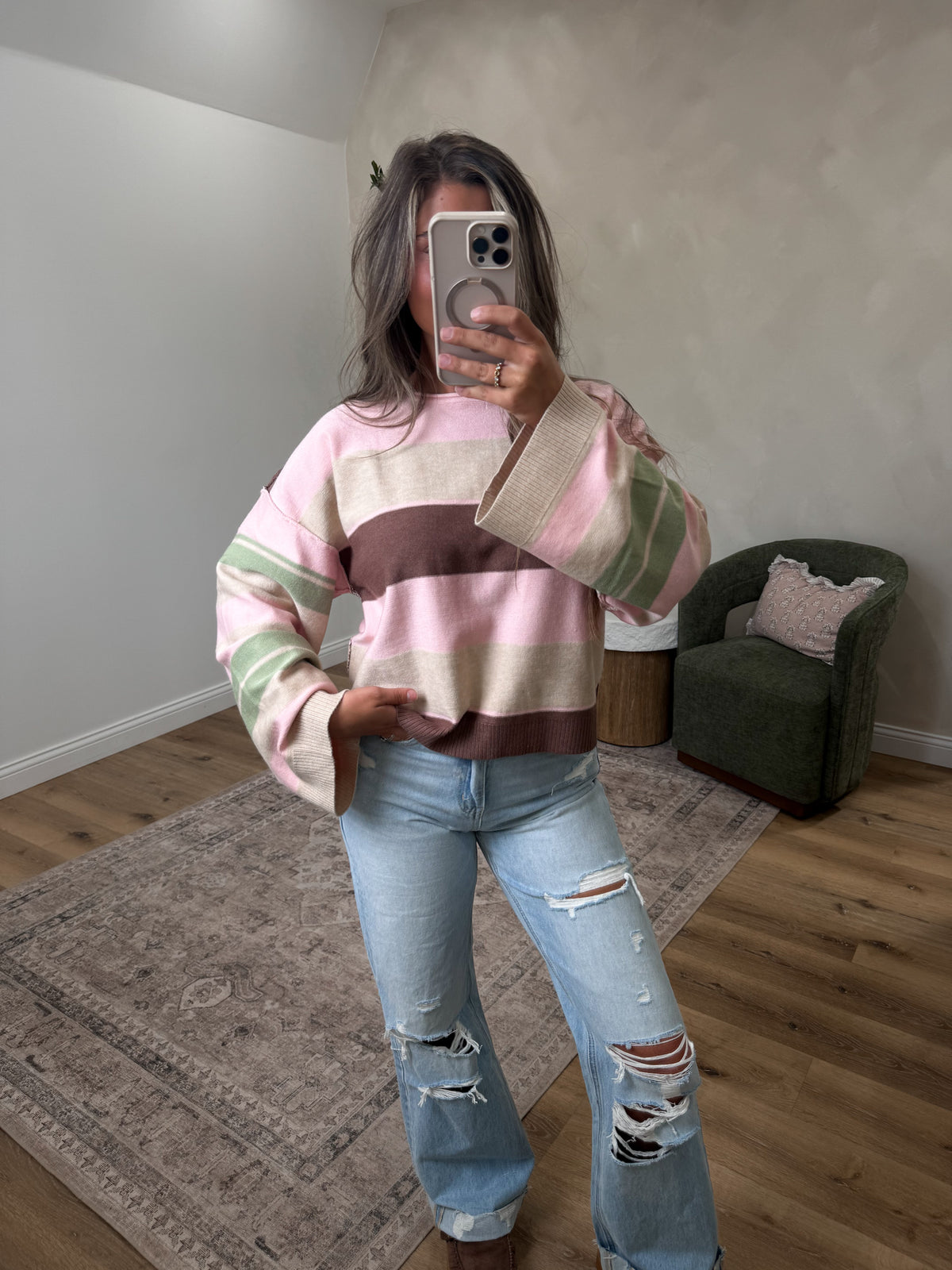 Addison Striped Sweater - pink multi
