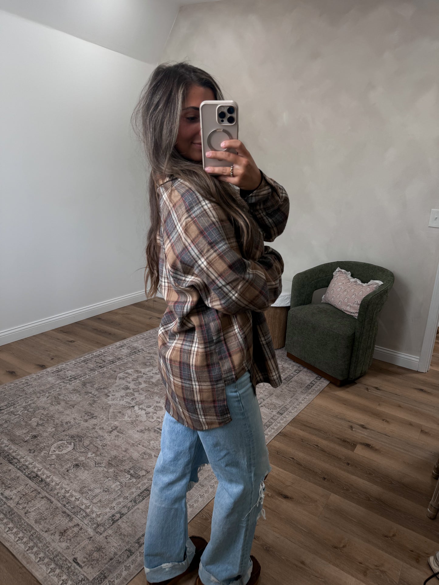 Raelynn Oversized Flannel - oat