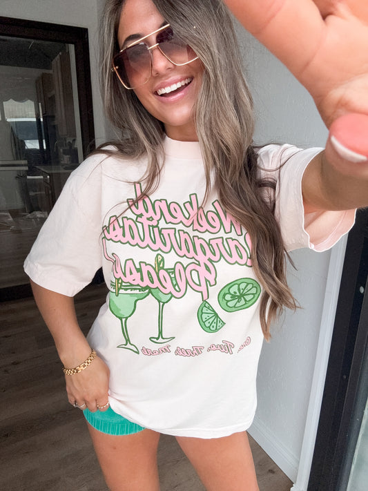 Weekend Margaritas Please Boxy Tee - pink
