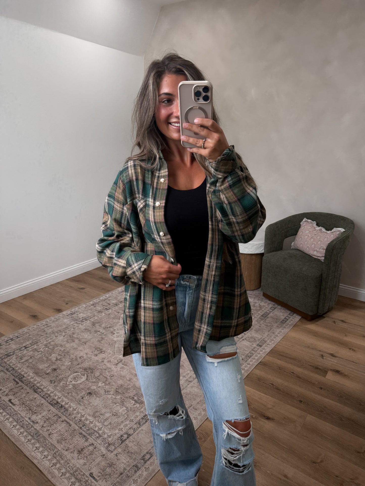 Raelynn Oversized Flannel - green *OPEN FOR PREORDER 8/28 OR BEFORE*