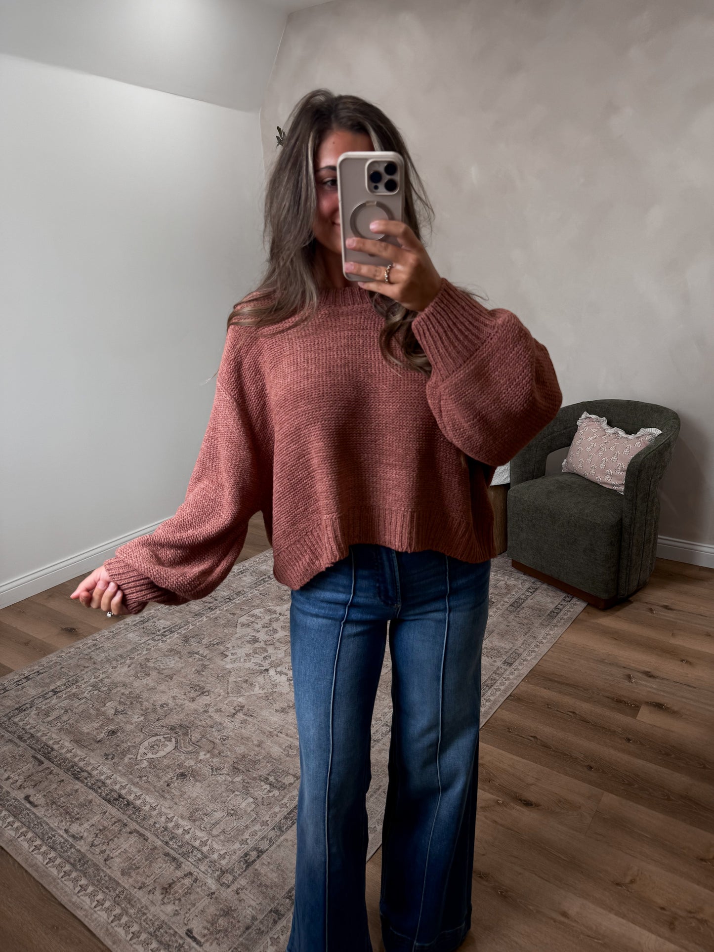 Bianca Balloon Sleeve Sweater - light mahogany *PREORDER FOR 8/28*