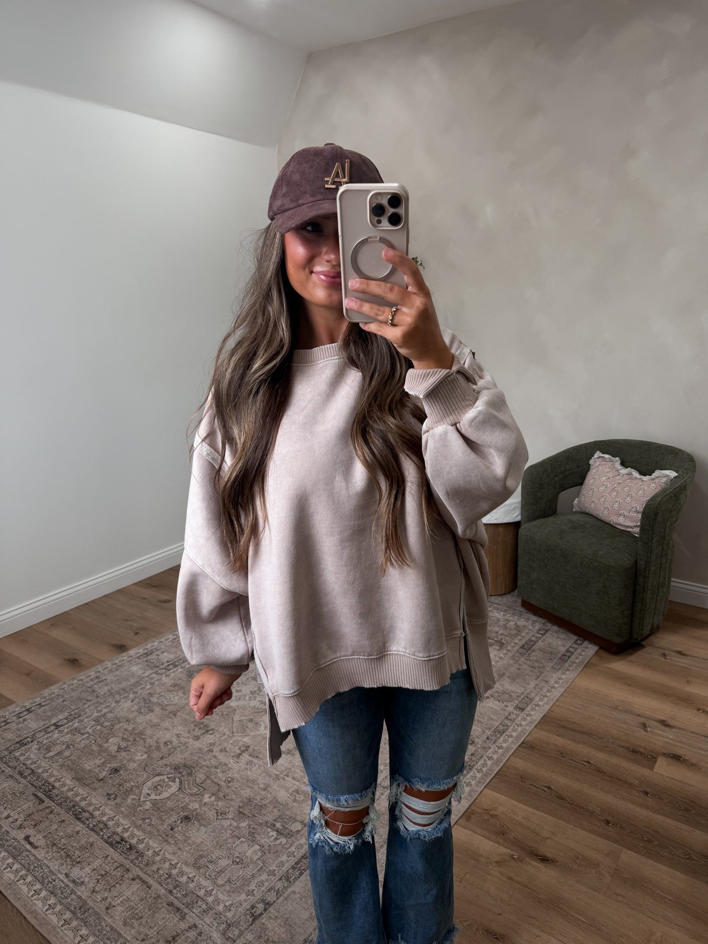 LA Suede Baseball Cap - brown