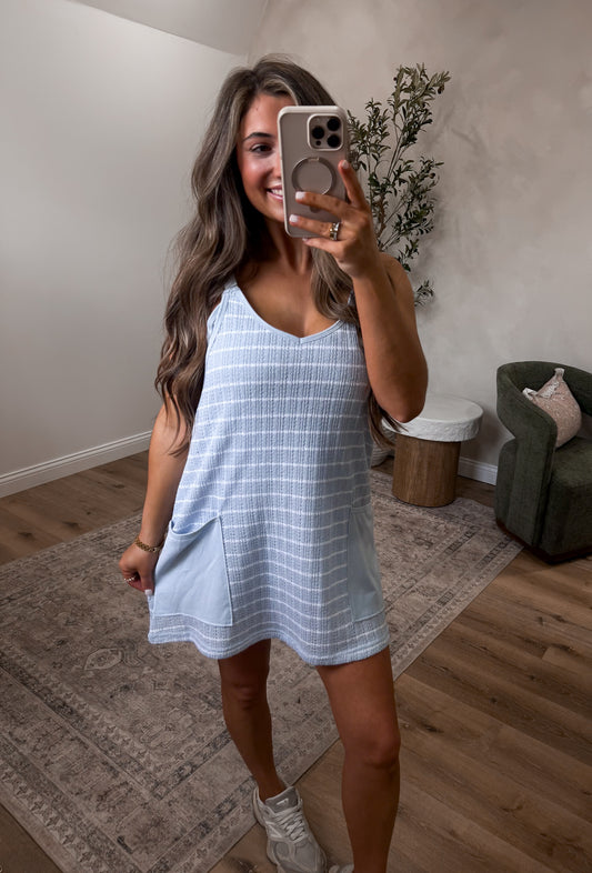 SeaBreeze Crotchet Detail Active Dress - halogen blue/white