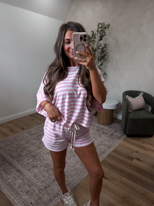 Sunlit Smiles Striped Set - pink